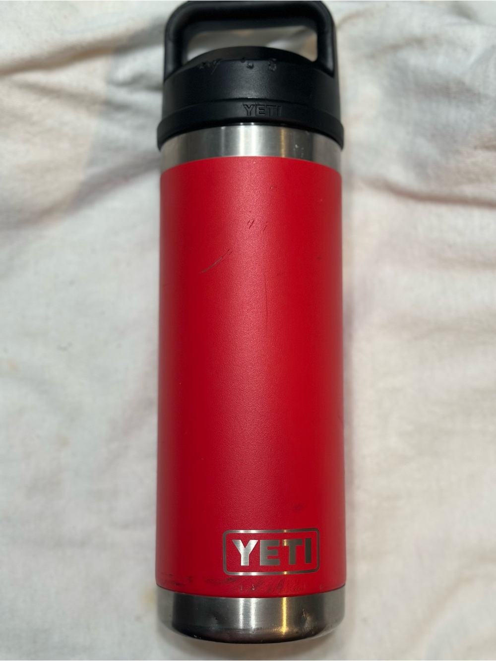 Yeti Red Stainless Steel Water Bottle with Black Lid